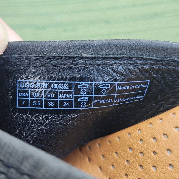 UGG Gwyn Espadrille Wedge Sandals Navy Women’s Size 7 cross leather straps - Picture 6 of 12